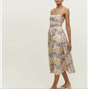 Reformation Women’s Lissa Floral Midi Dress in Countryside Strapless Size 2